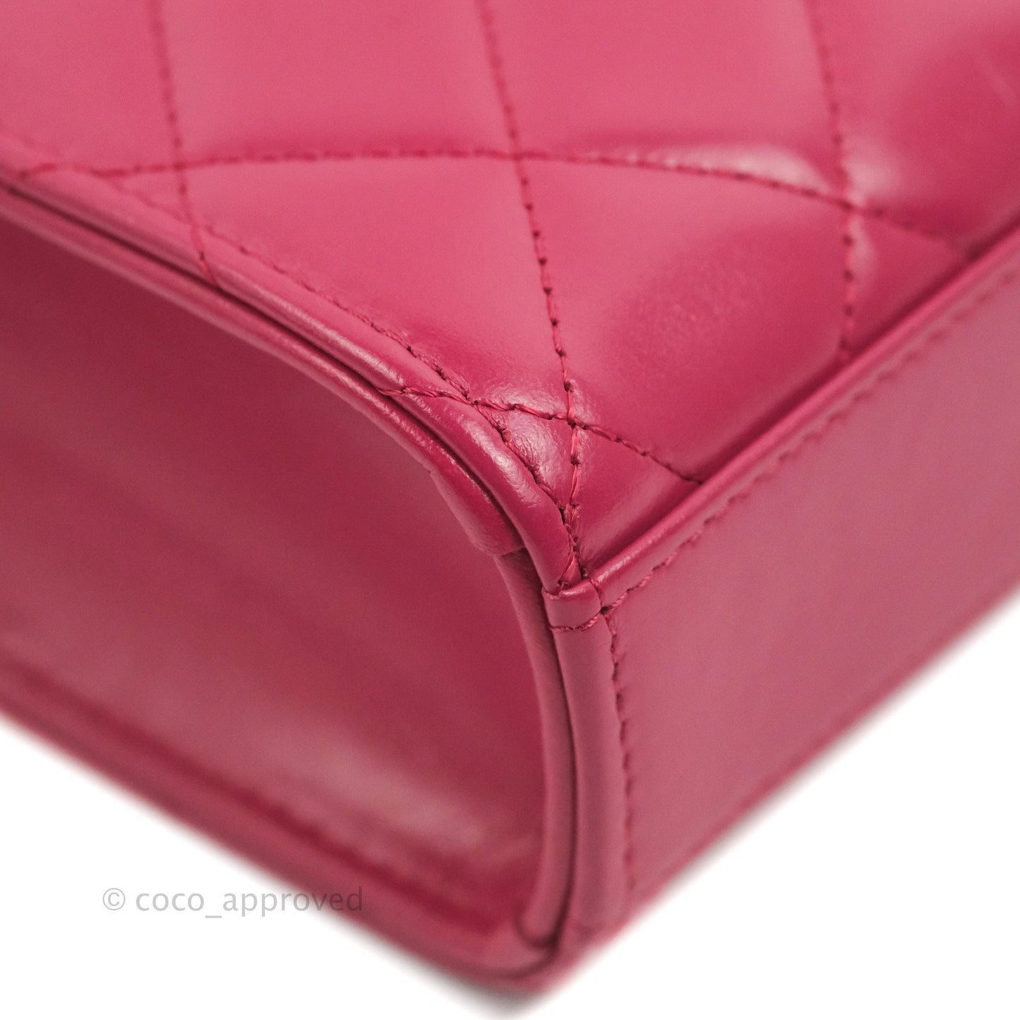 Chanel Quilted Perfect Fit Dark Pink Phone Holder Aged Gold Hardware