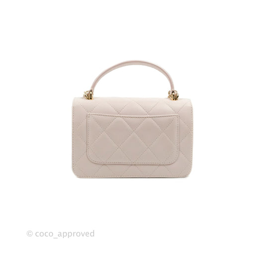 Chanel Small Coco Lady Quilted Flap Bag With Top Handle Light Pink Calfskin Gold Hardware