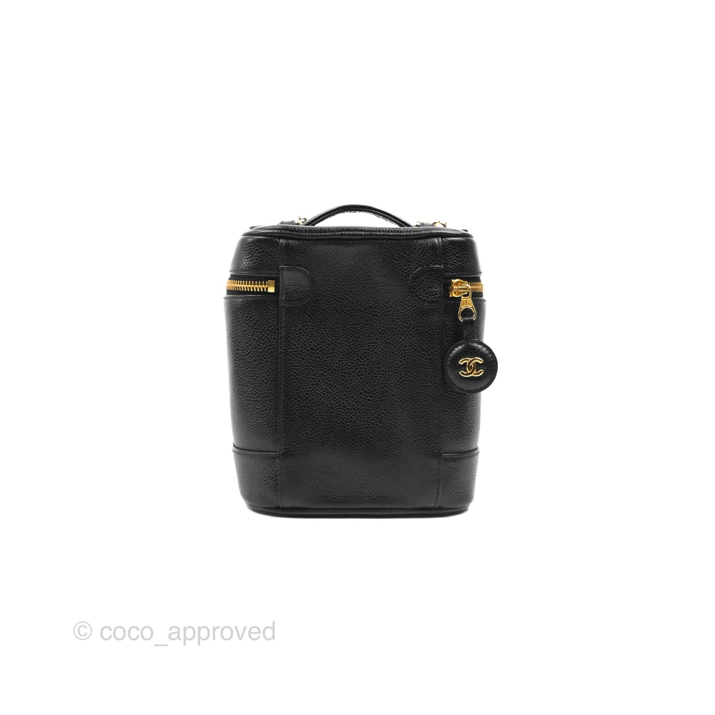 Chanel Vintage Vanity Case Black Caviar Gold Hardware