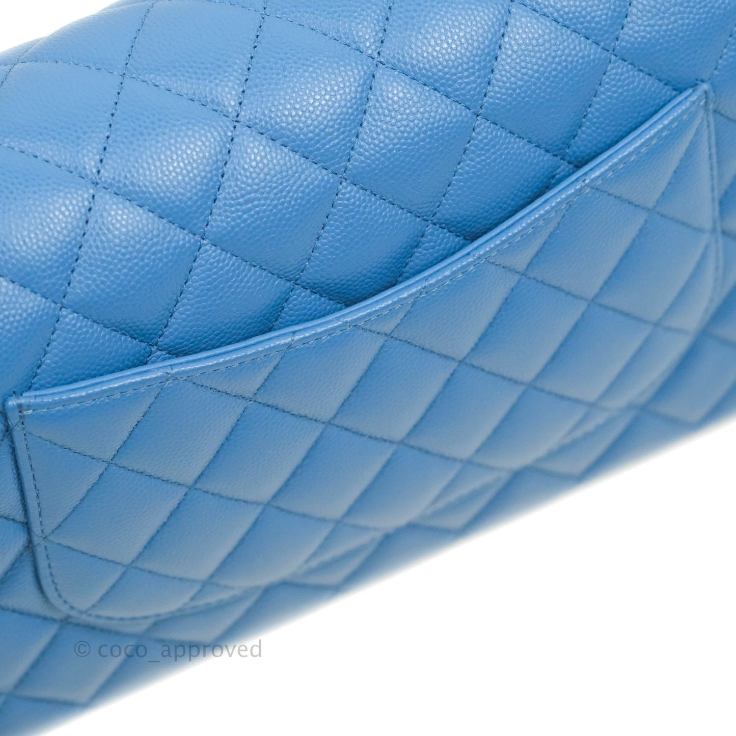 Chanel Classic M/L Medium Flap Quilted Blue Caviar Gold Hardware