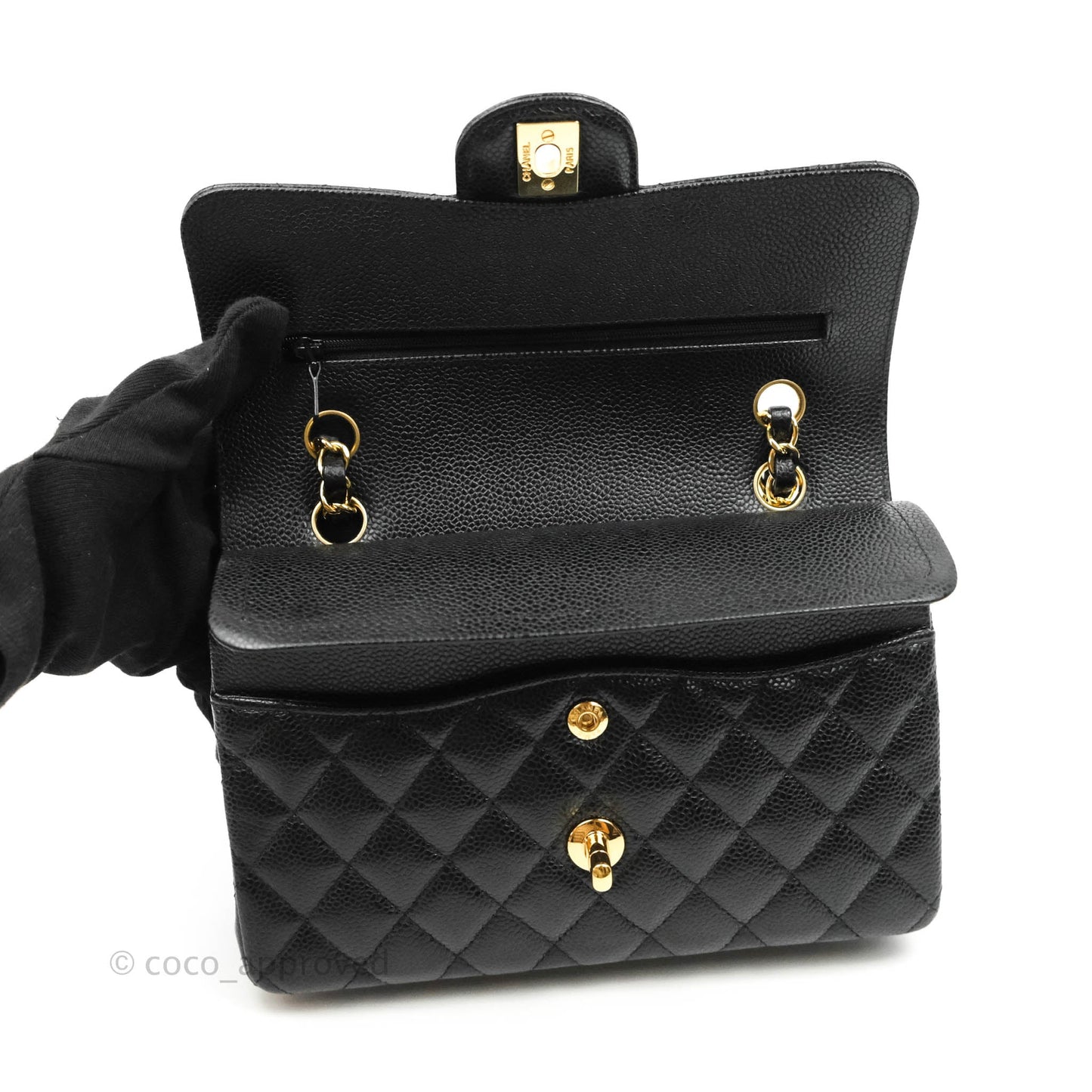 Chanel Classic Small S/M Flap Black Caviar Gold Hardware