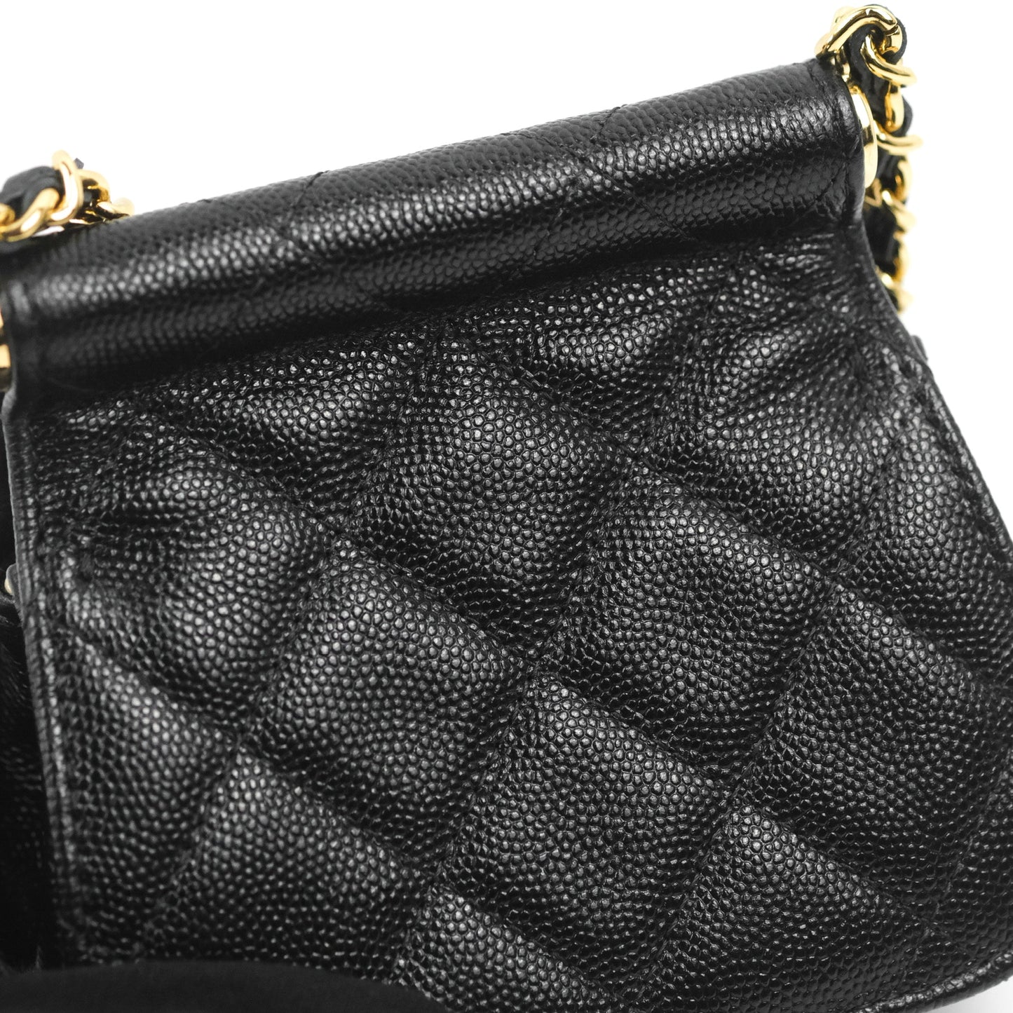 Chanel Quilted Clutch With Chain Black Caviar Gold Hardware