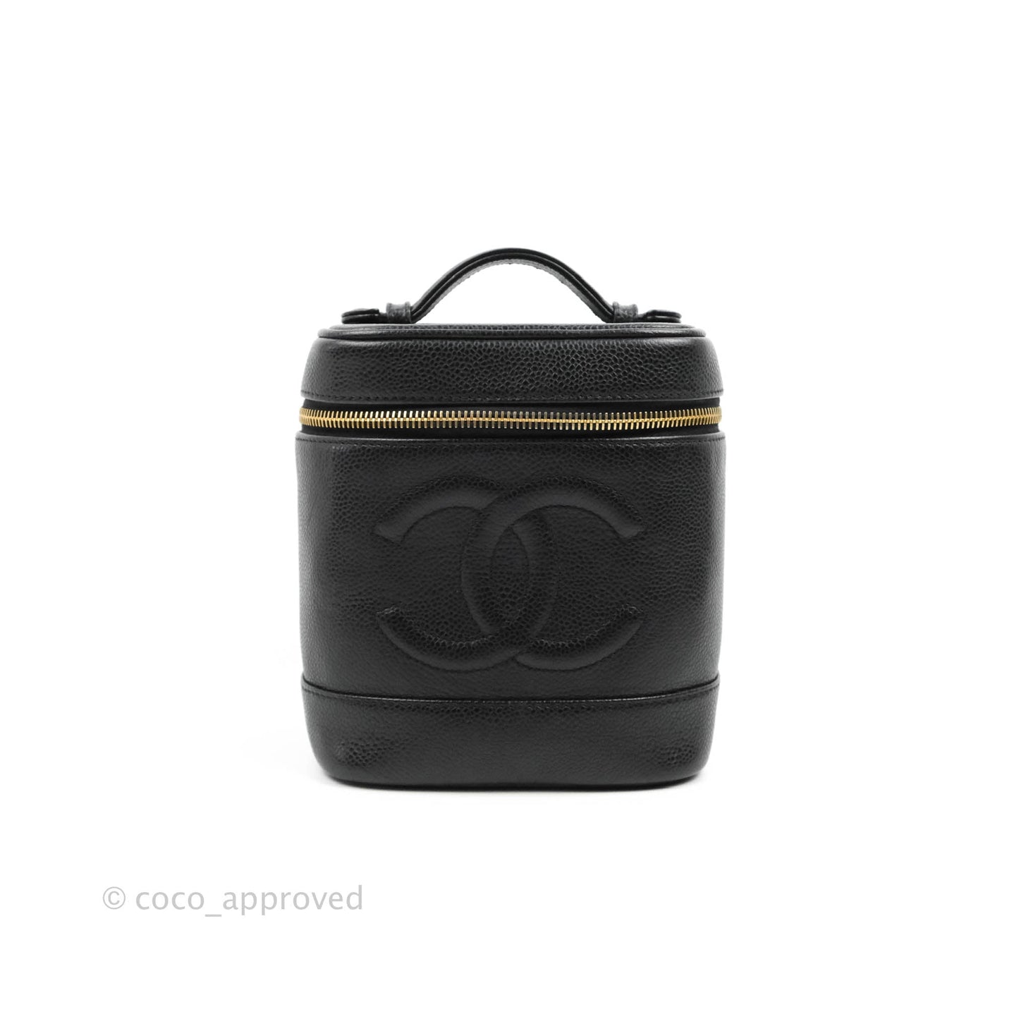 Chanel Vintage Vanity Case Black Caviar Gold Hardware