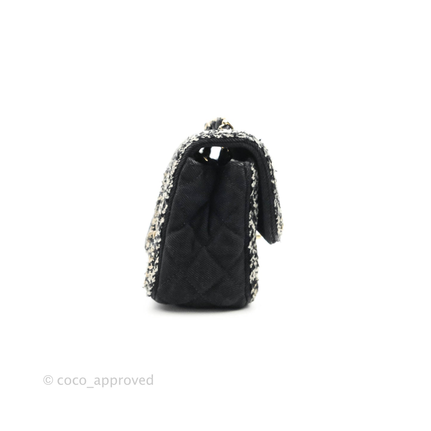 Chanel Classic Mini Rectangular Flap Bag Black Denim Braided Gold Hardware 18A