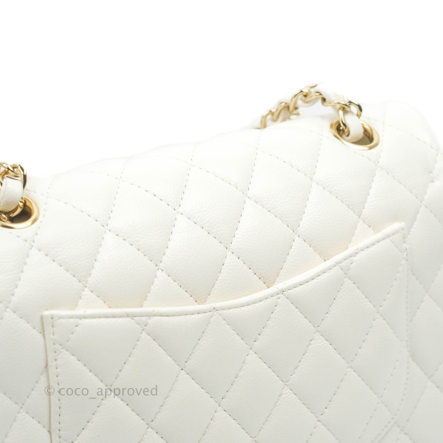 Chanel Classic Small S/M Flap White Caviar Gold Hardware