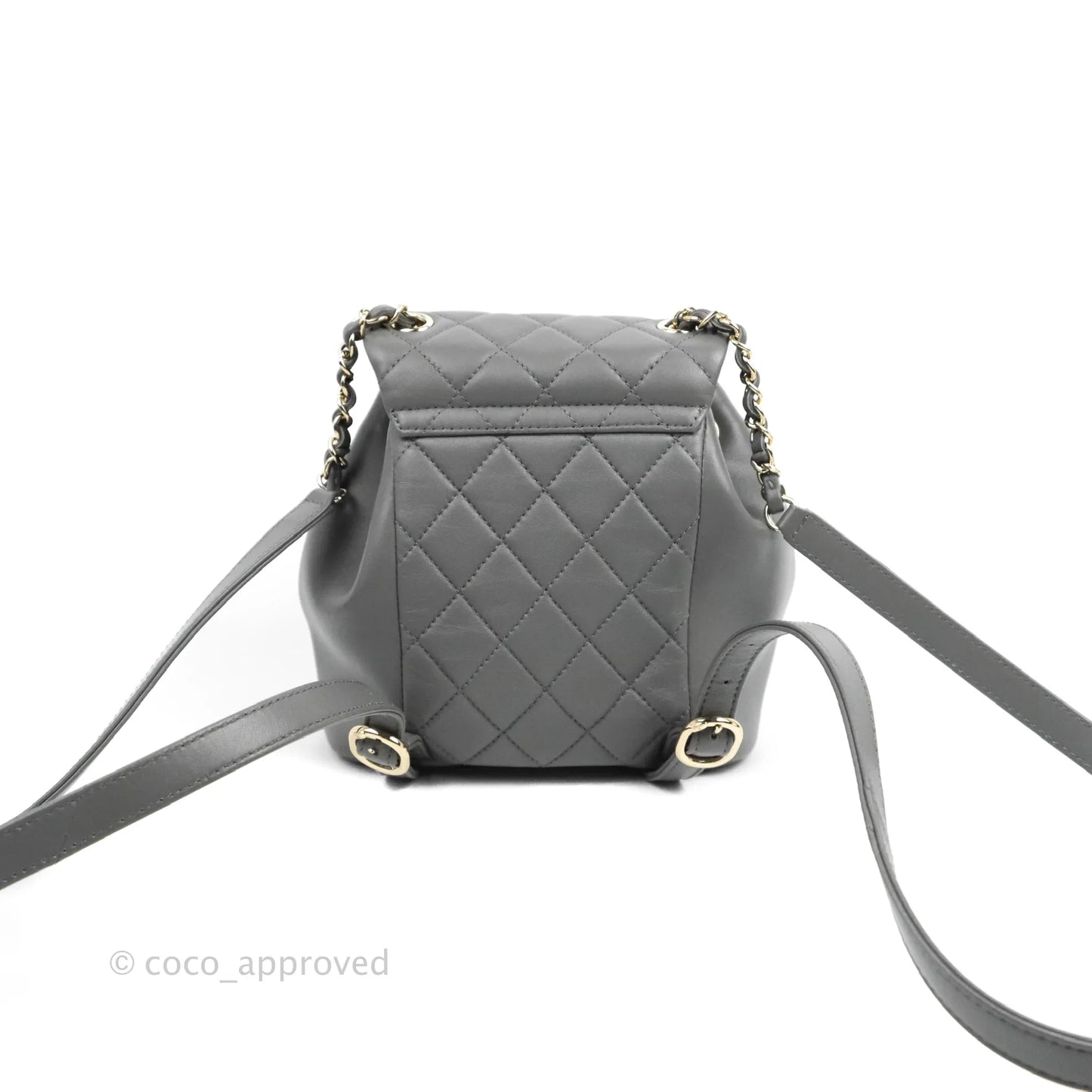Chanel Quilted Small Duma Drawstring Backpack Grey Lambskin
