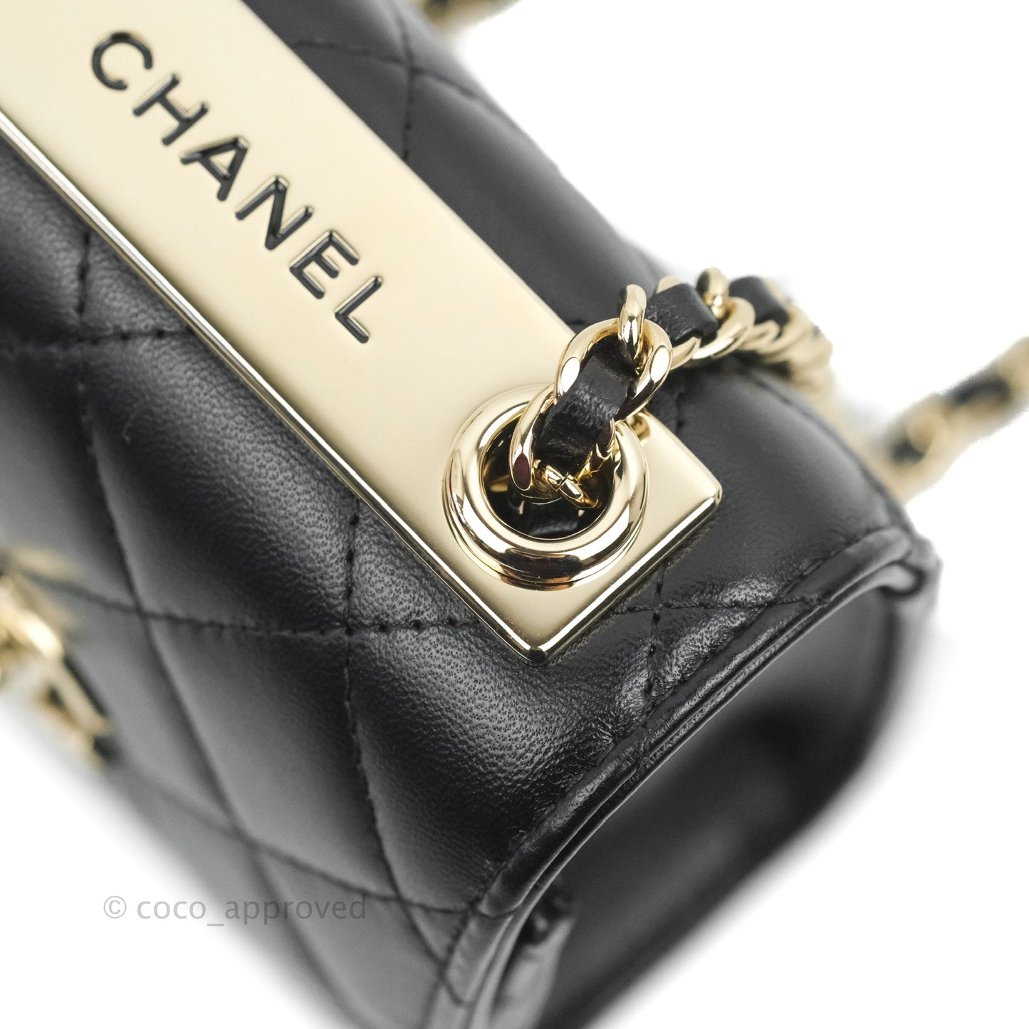 Chanel Mini Quilted Trendy CC Clutch With Chain Black Lambskin Gold Hardware