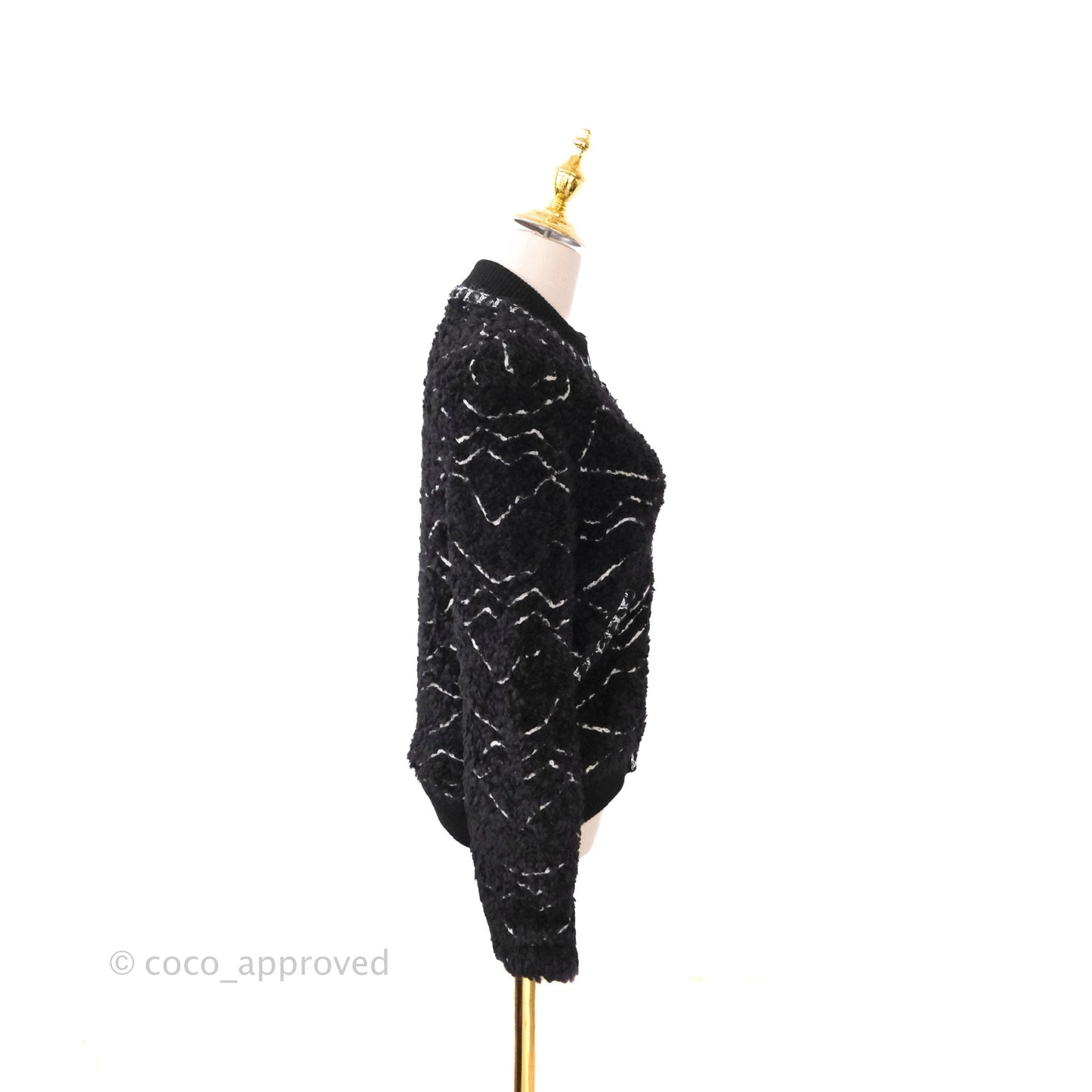 Chanel Fuzzy Alpaca Zip-Up Jacket in Black Size 34