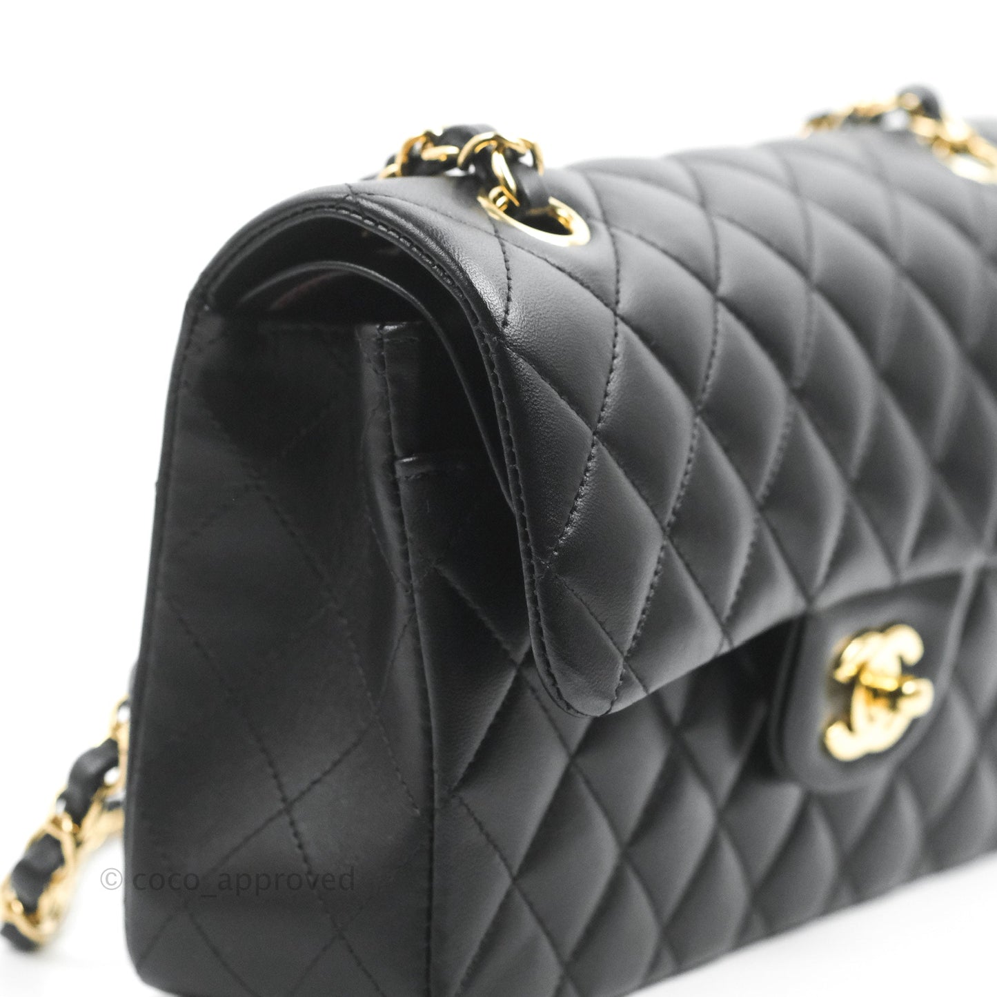 Chanel Small Classic Quilted Flap Black Lambskin Gold Hardware