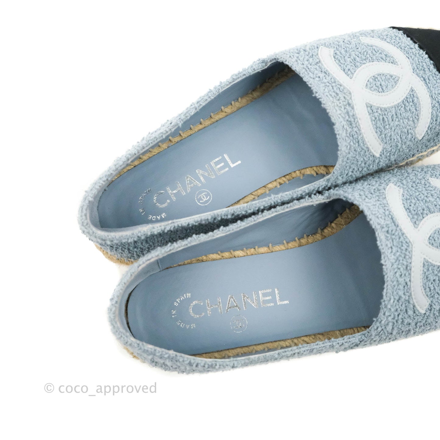 Chanel Espadrille Black Blue Tweed Size 38