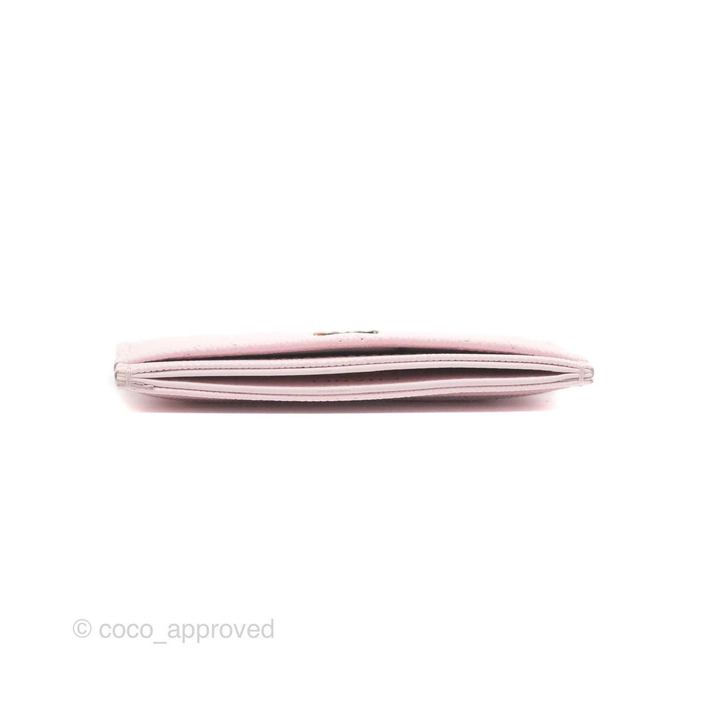Chanel Classic Flat Card Holder Pink Caviar Gold Hardware