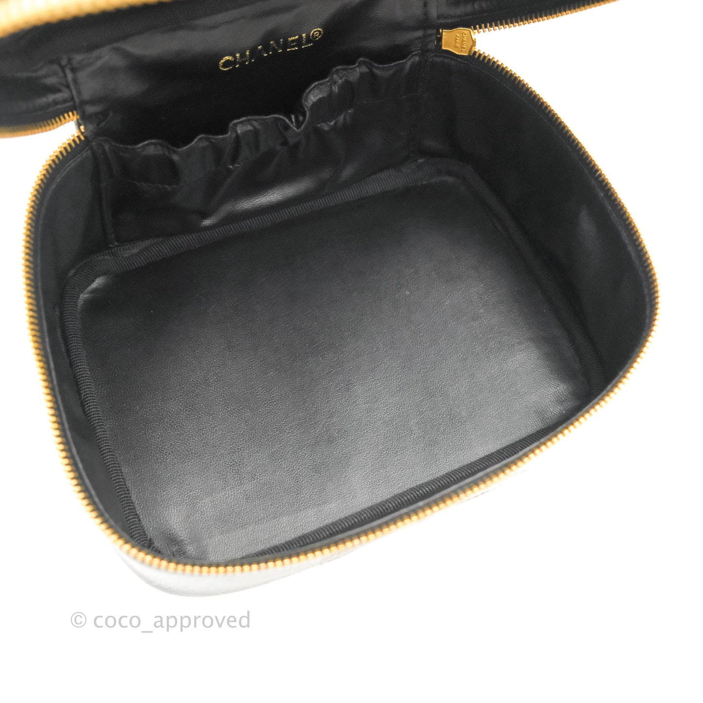 Chanel Vintage Vanity Case Black Caviar Gold Hardware
