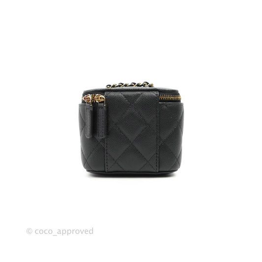 Chanel Mini Vanity With Chain Black Caviar Gold Hardware