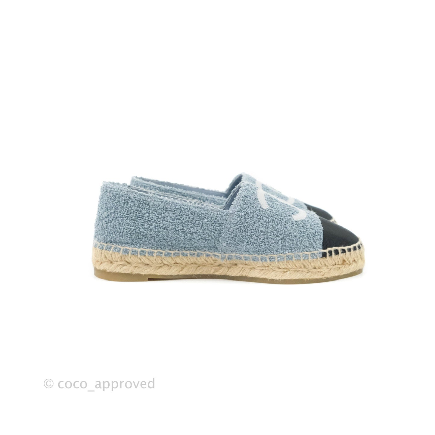 Chanel Espadrille Black Blue Tweed Size 37