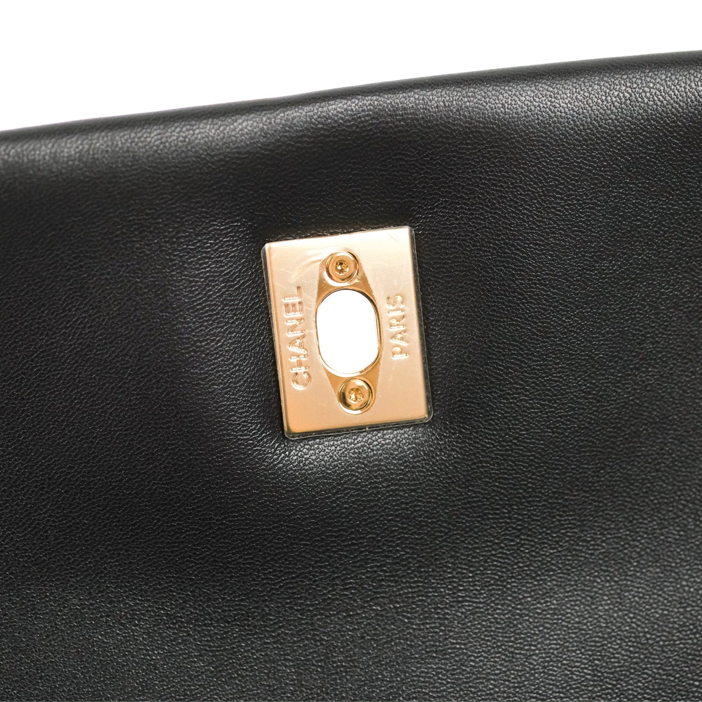 Chanel Small Logo Chain Flap Black Lambskin Gold Hardware
