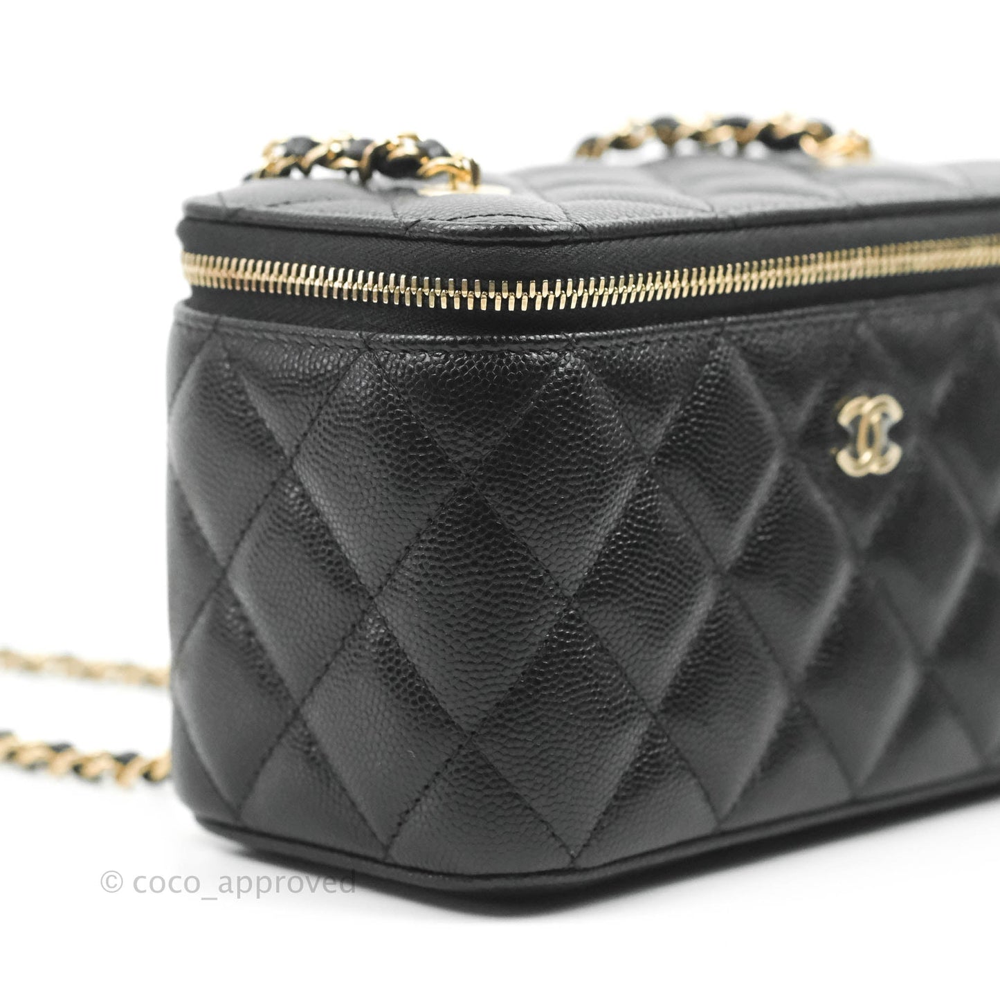 Chanel Vanity with Chain Black Caviar Gold Hardware 22S