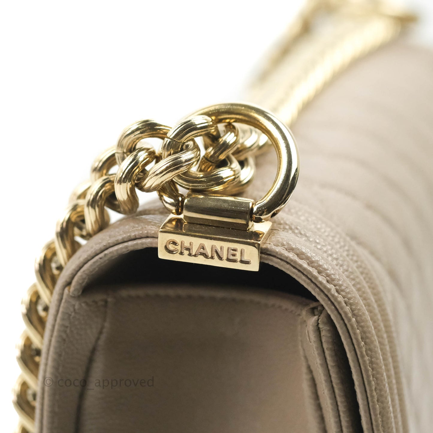 Chanel Quilted Medium Boy Grey Caviar Gold Hardware