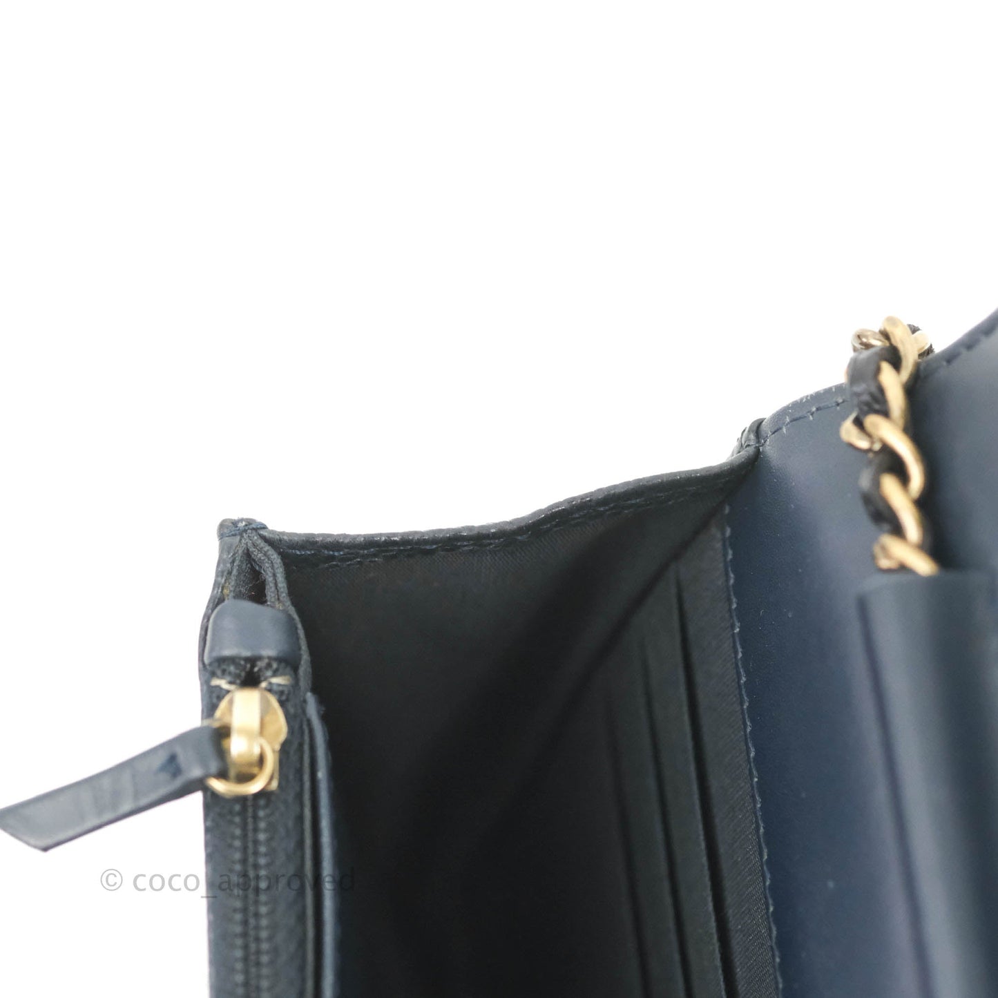 Chanel Boy Wallet on Chain WOC Ver Dark Navy Caviar Aged Gold Hardware