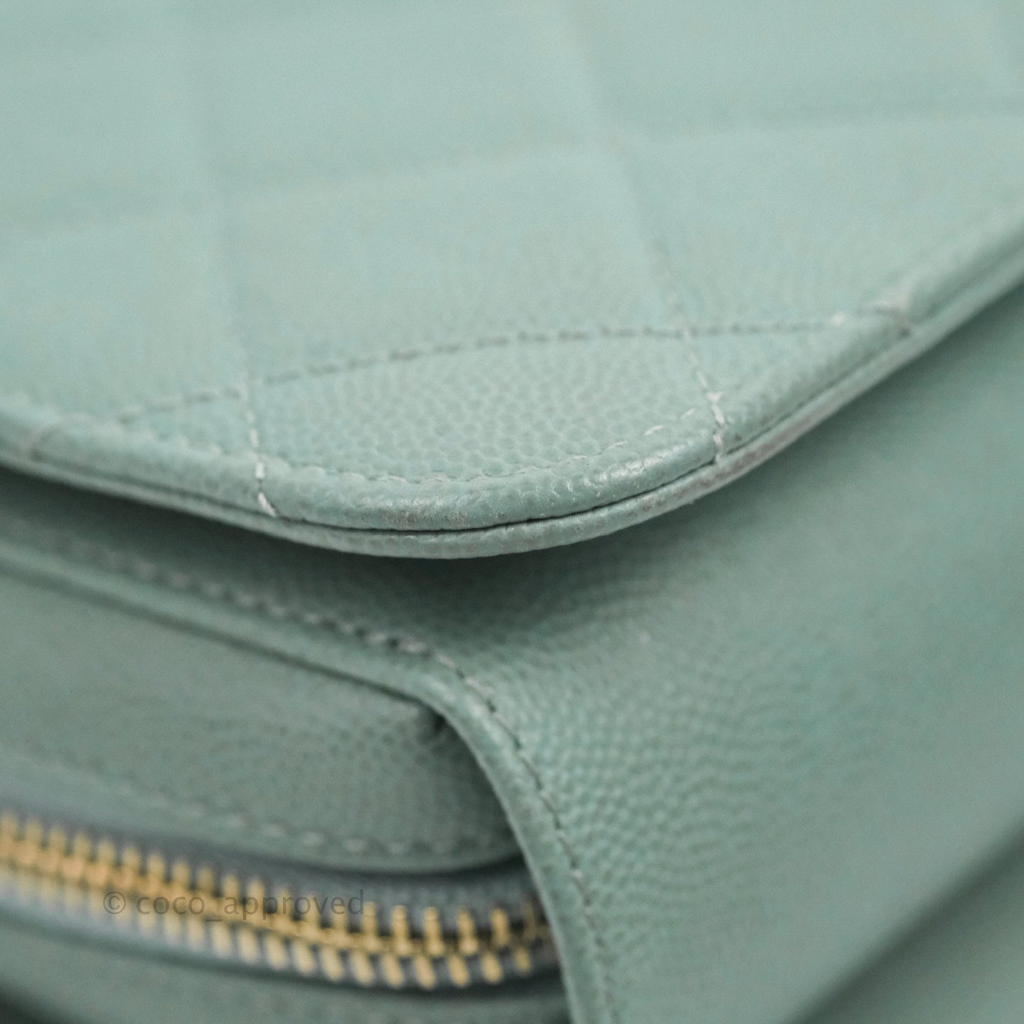 Chanel Quilted Like The Wallet Flap Blue-Greyish Caviar Gold Hardware
