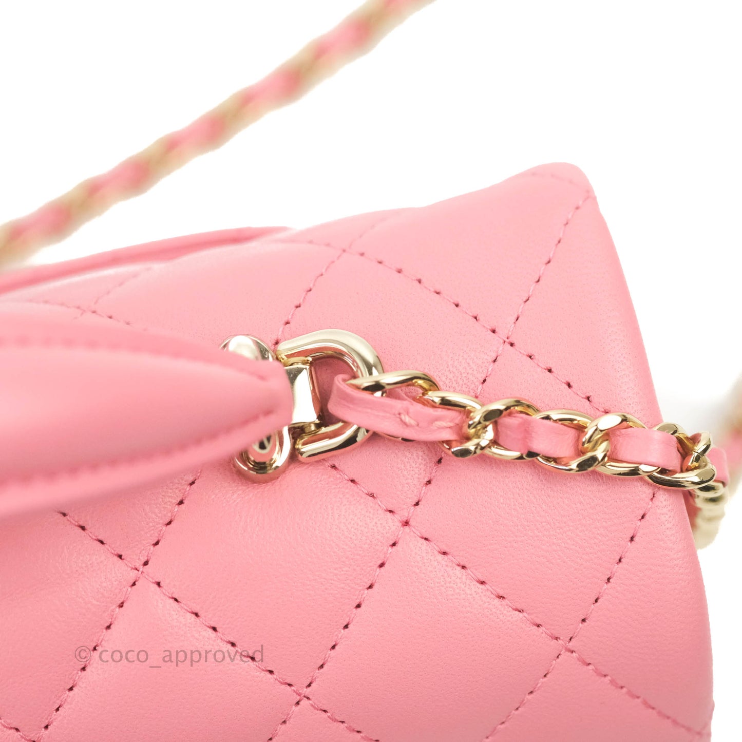Chanel Top Handle Mini Rectangular Flap Bag Pink Lambskin Gold Hardware