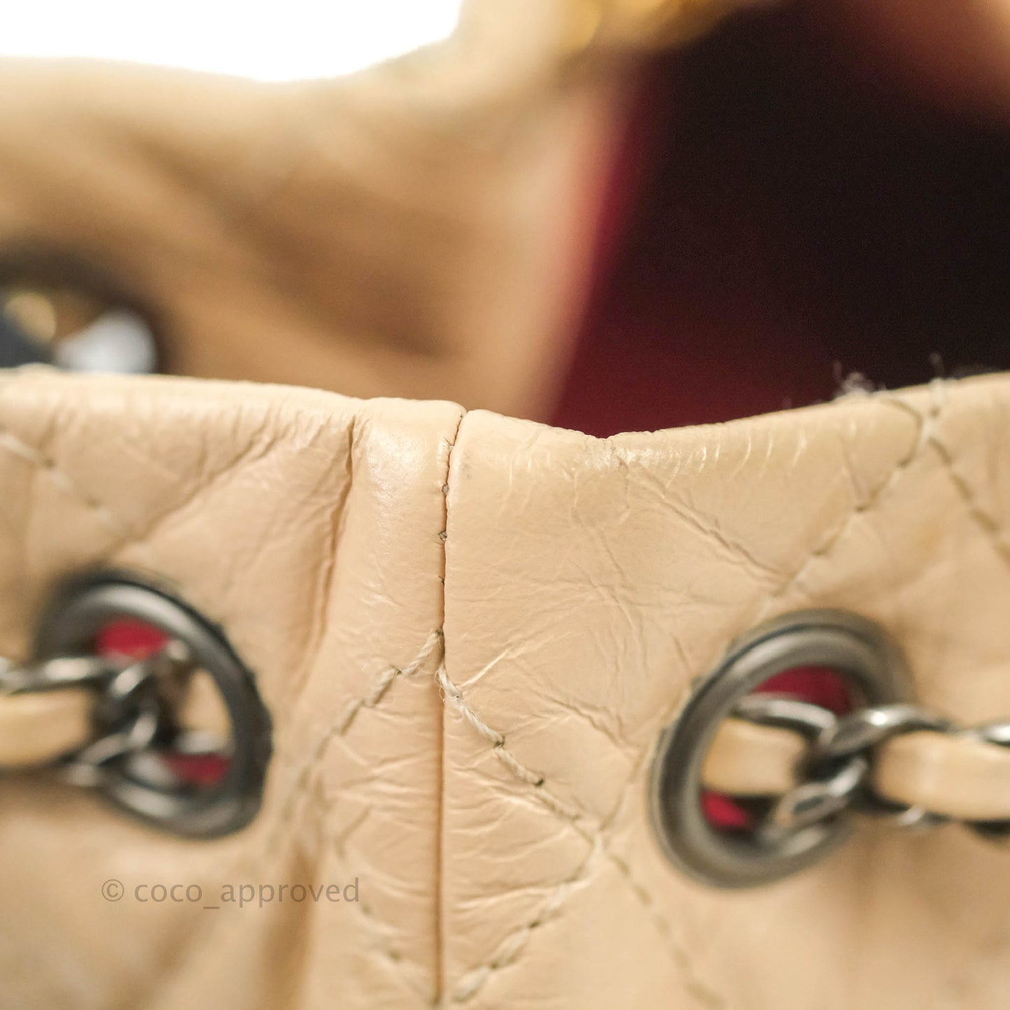 Chanel Small Gabrielle Backpack Beige Black Aged Calfskin
