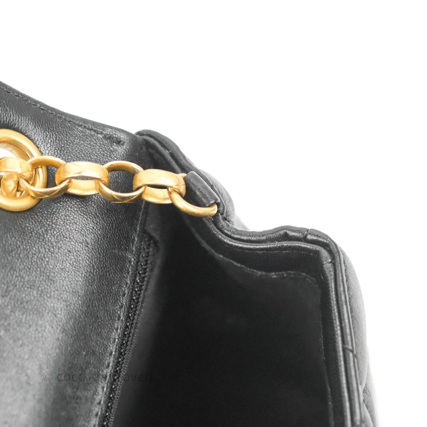 Chanel Quilted Square Flap Bijoux Chain Strap Black Aged Gold Hardware
