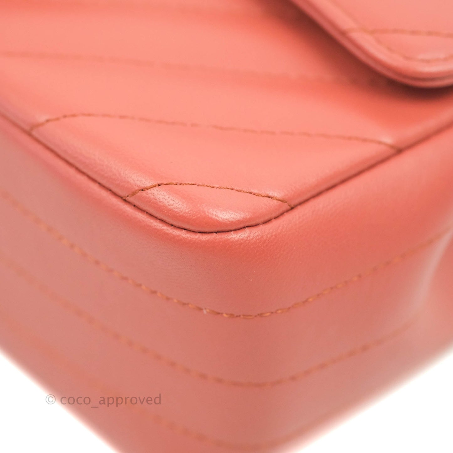 Chanel Chevron Mini Rectangular Flap Brick Red Lambskin Aged Gold Hardware