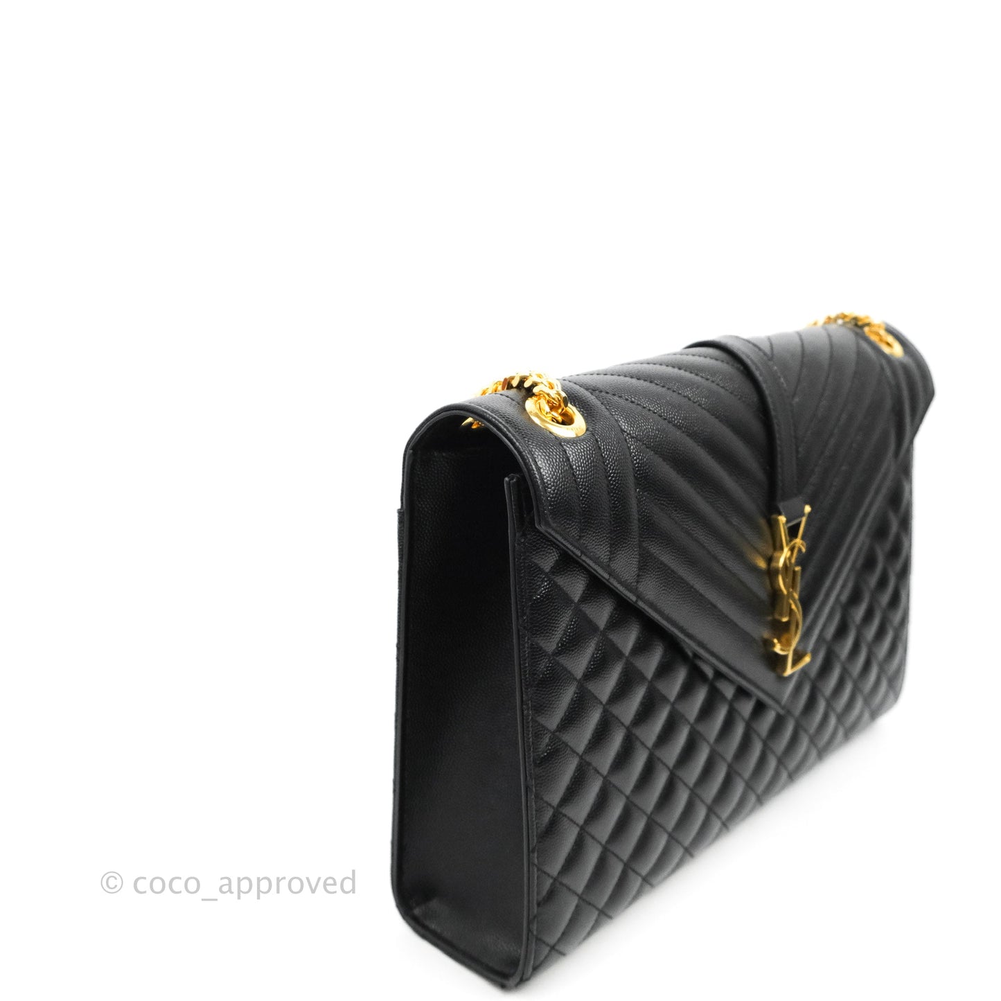 Saint Laurent Quilted Envelope Large Black Caviar Gold Hardware