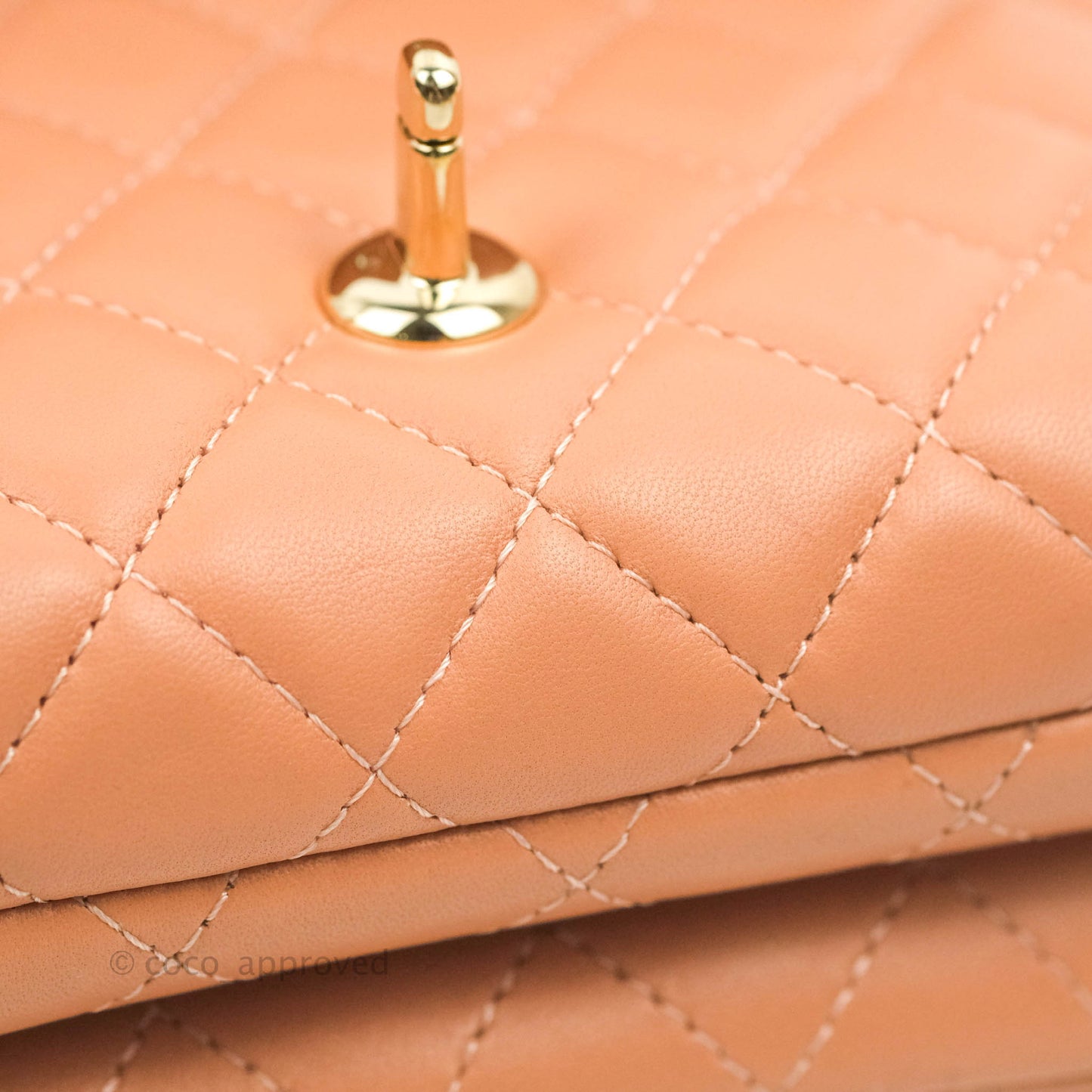 Chanel Quilted Knock On Wood Top Handle Bag Beige Pink Lambskin Gold Hardware