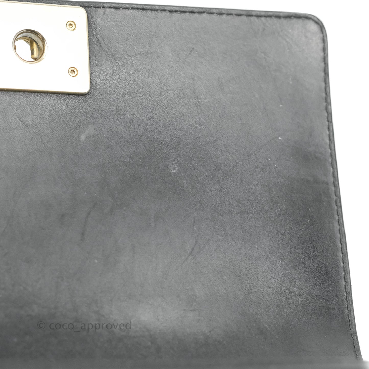 Chanel Quilted Medium Boy With Handle Black Calfskin Aged Gold Hardware