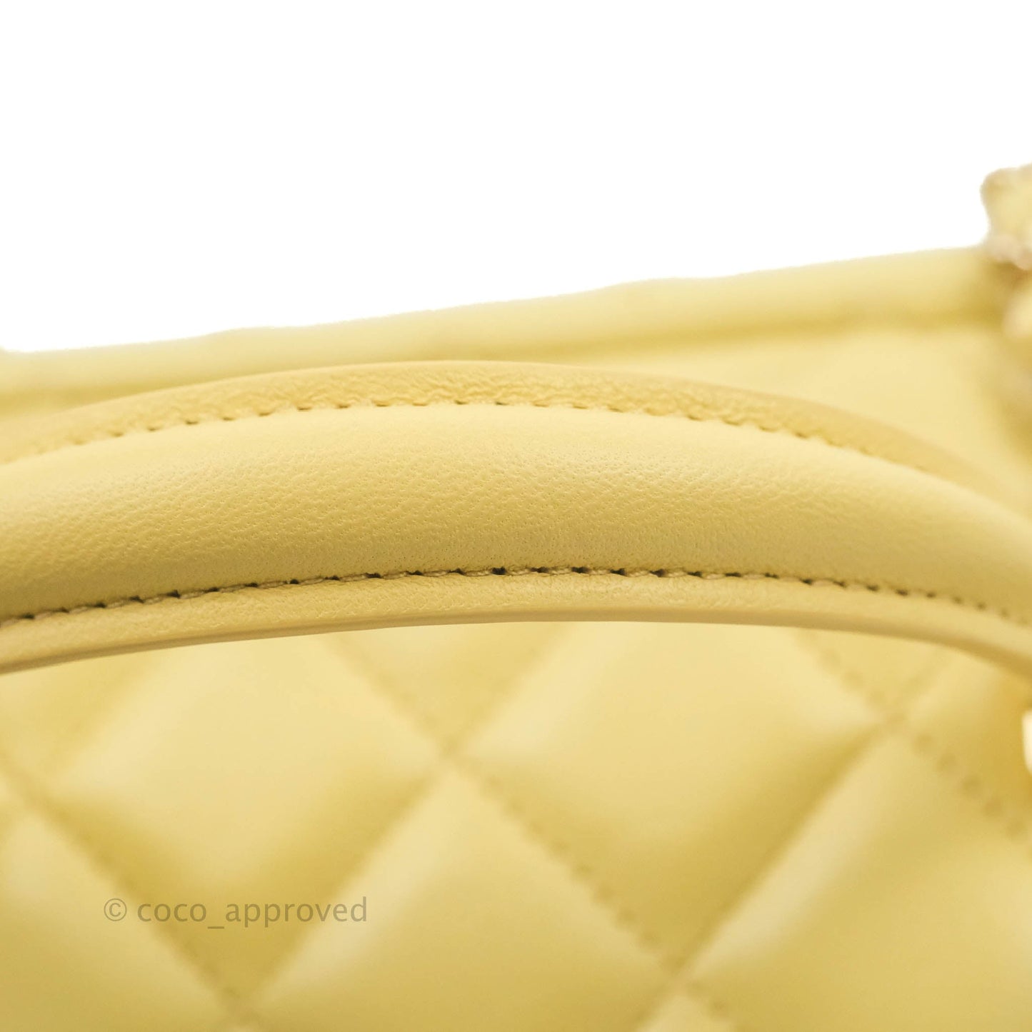 Chanel Vanity Rectangular Top Handle Yellow Lambskin Gold Hardware