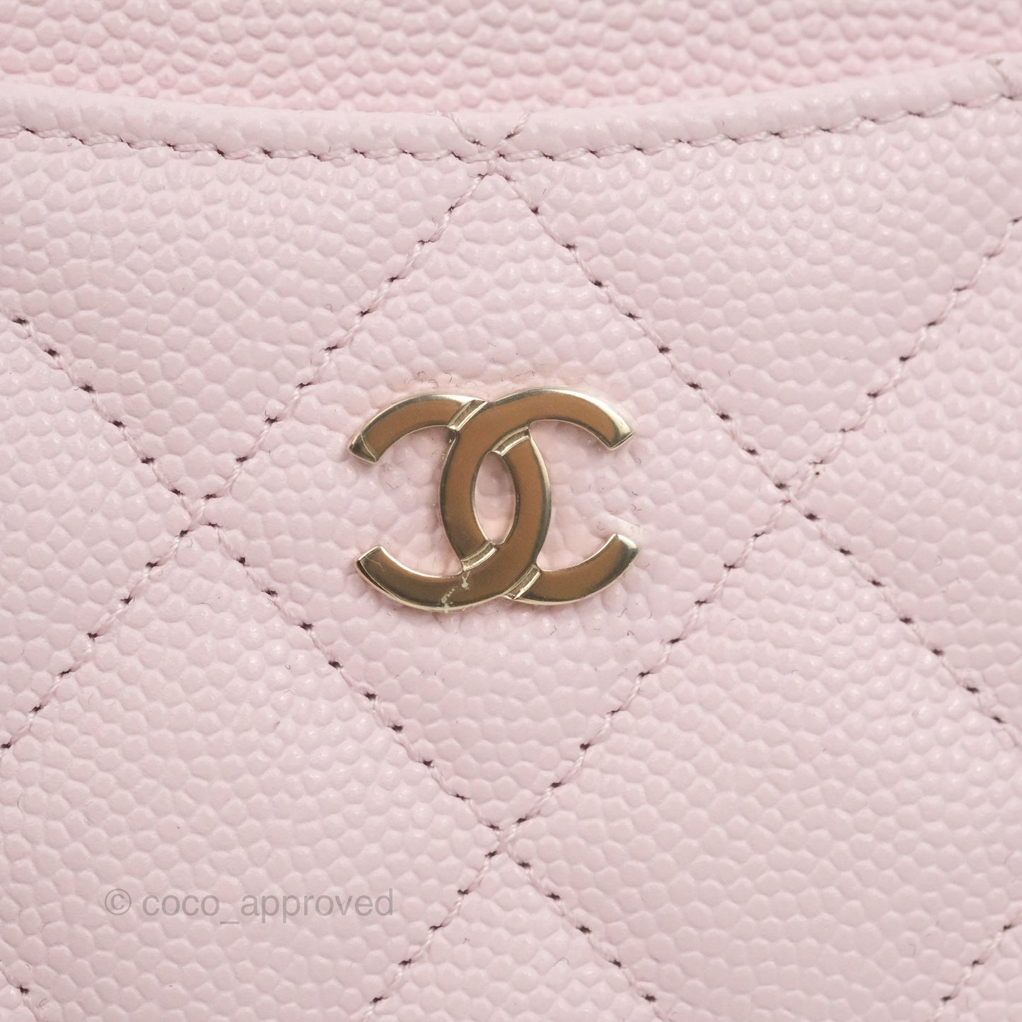 Chanel Classic Flat Card Holder Pink Caviar Gold Hardware