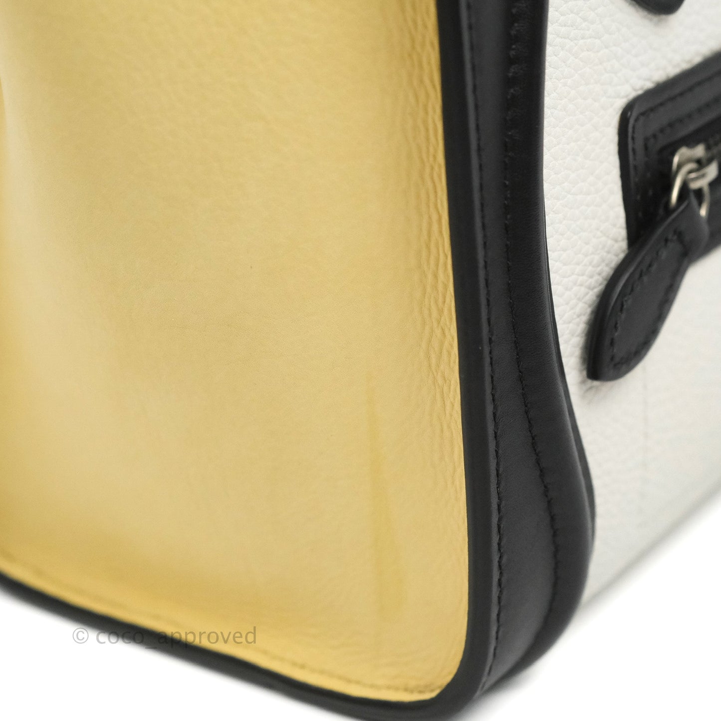 Celine Nano Luggage Bag Tricolour Light Beige/White/Black Grained Calfskin