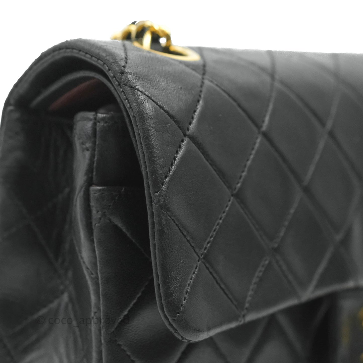 Chanel Vintage Classic Small S/M Flap Black Lambskin 24K Gold Hardware