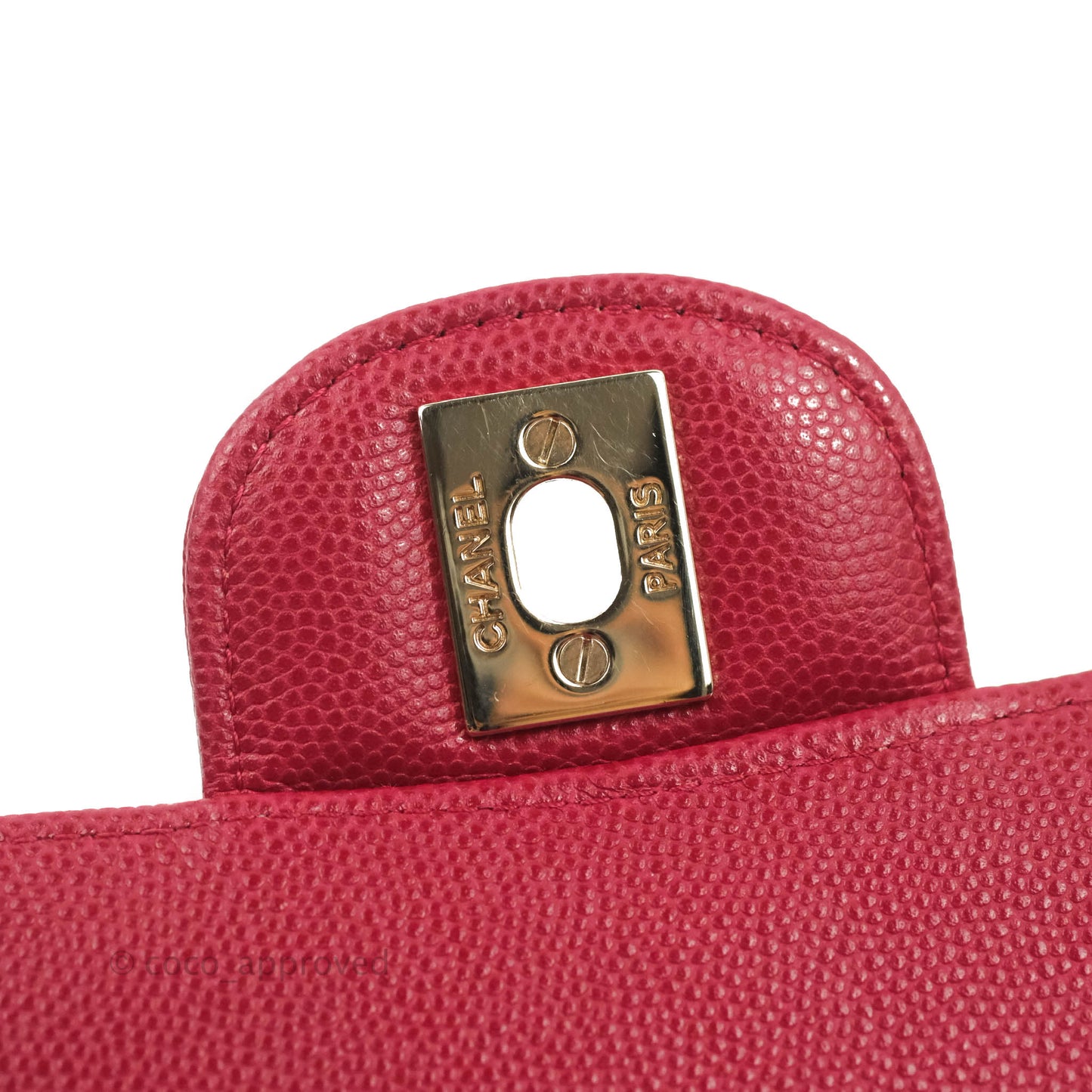 Chanel Classic M/L Medium Chevron Double Flap Cherry Red Caviar Gold Hardware
