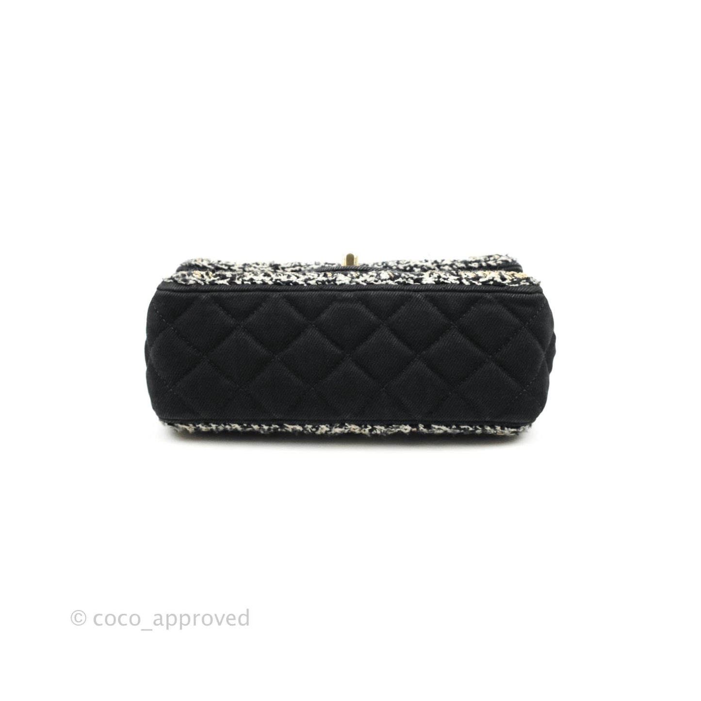 Chanel Classic Mini Rectangular Flap Bag Black Denim Braided Gold Hardware 18A
