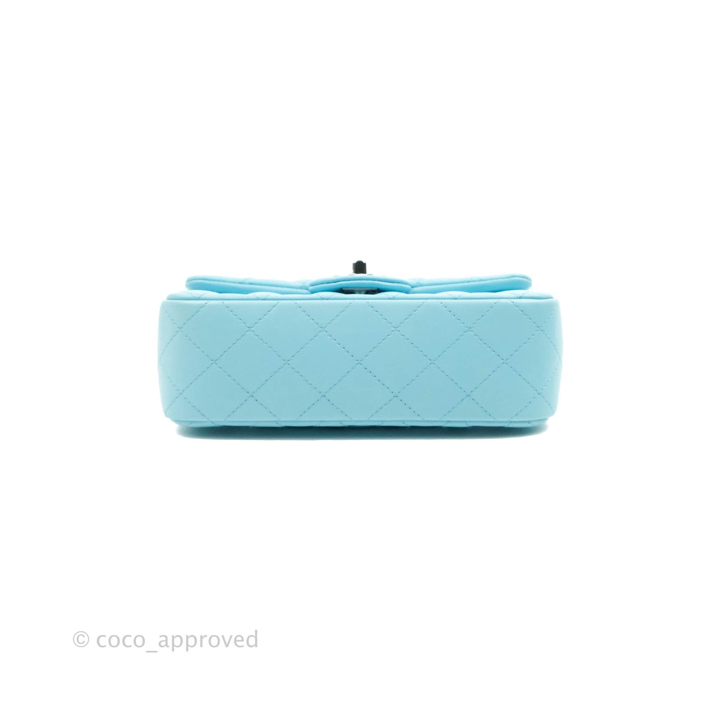 Chanel Quilted Mini Rectangular Flap Sky Neon Blue Silver Hardware 21S
