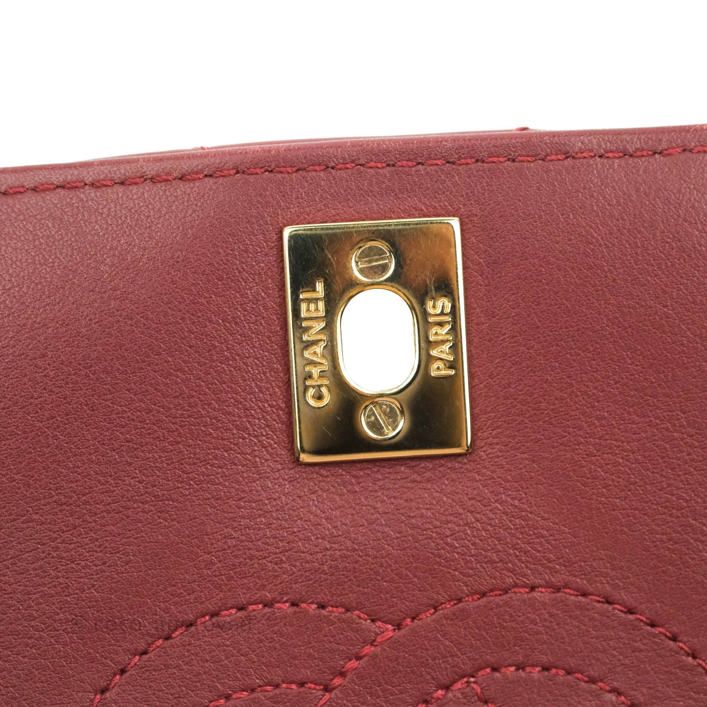Chanel Small Statement Chevron Flap Bag Burgundy Lambskin Gold Hardware