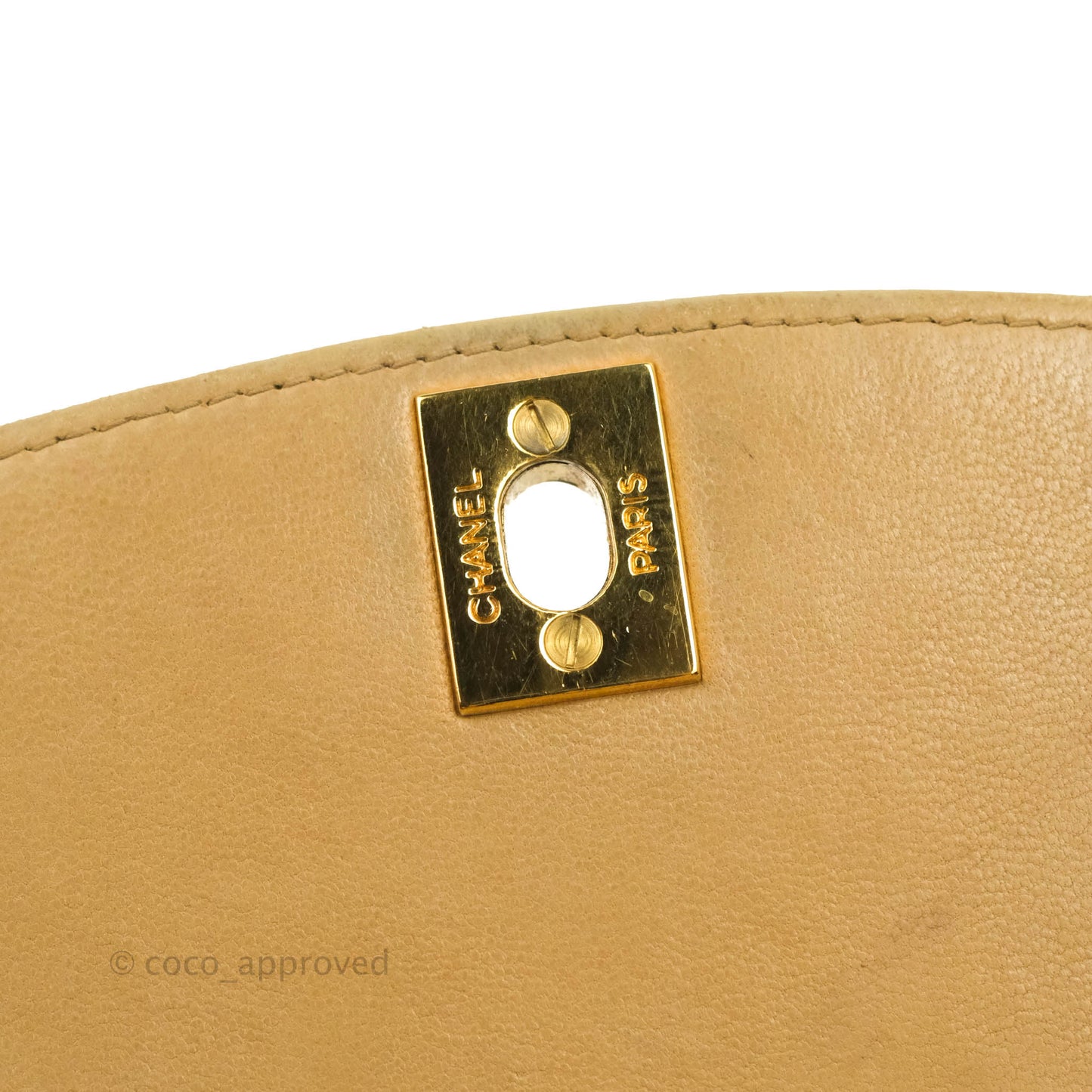 Chanel Vintage Small Quilted Classic Diana Flap Bag Beige Lambskin 24K Gold Hardware