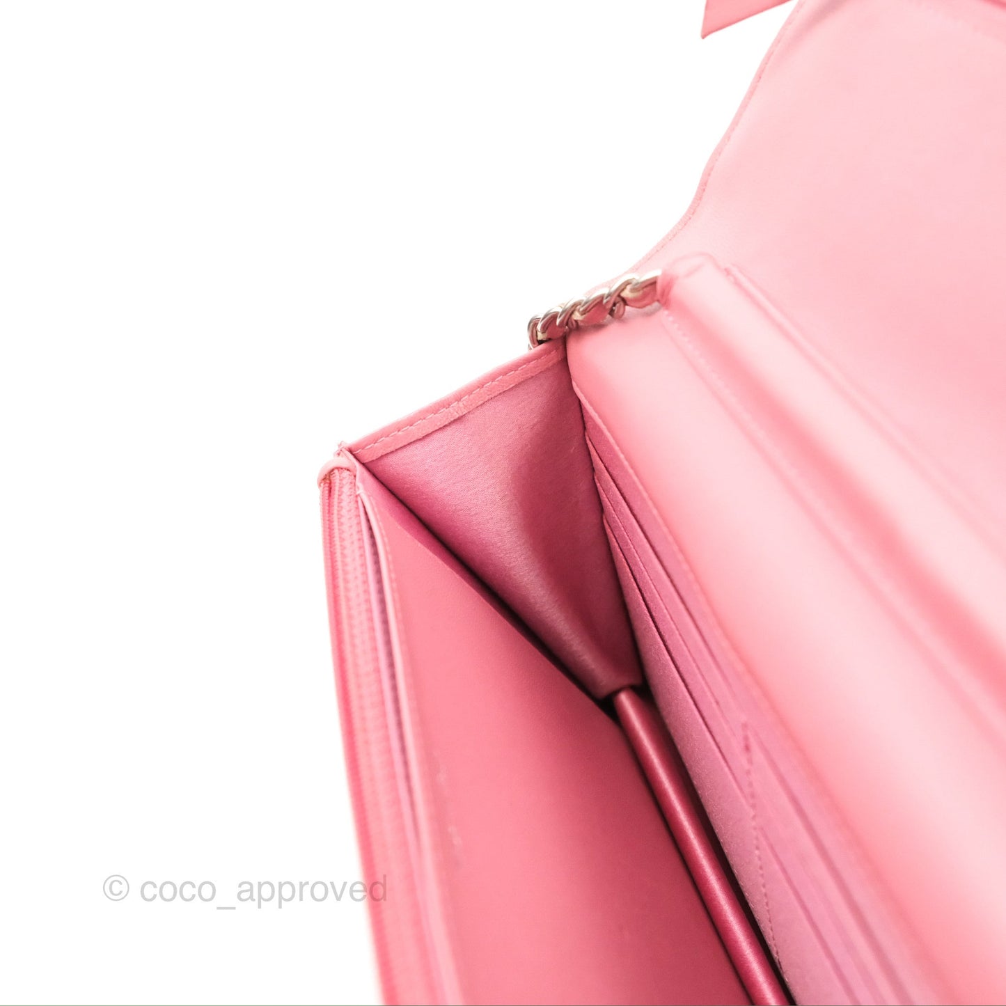 Chanel Camellia Embossed Wallet On Chain WOC Pink Lambskin Silver Hardware