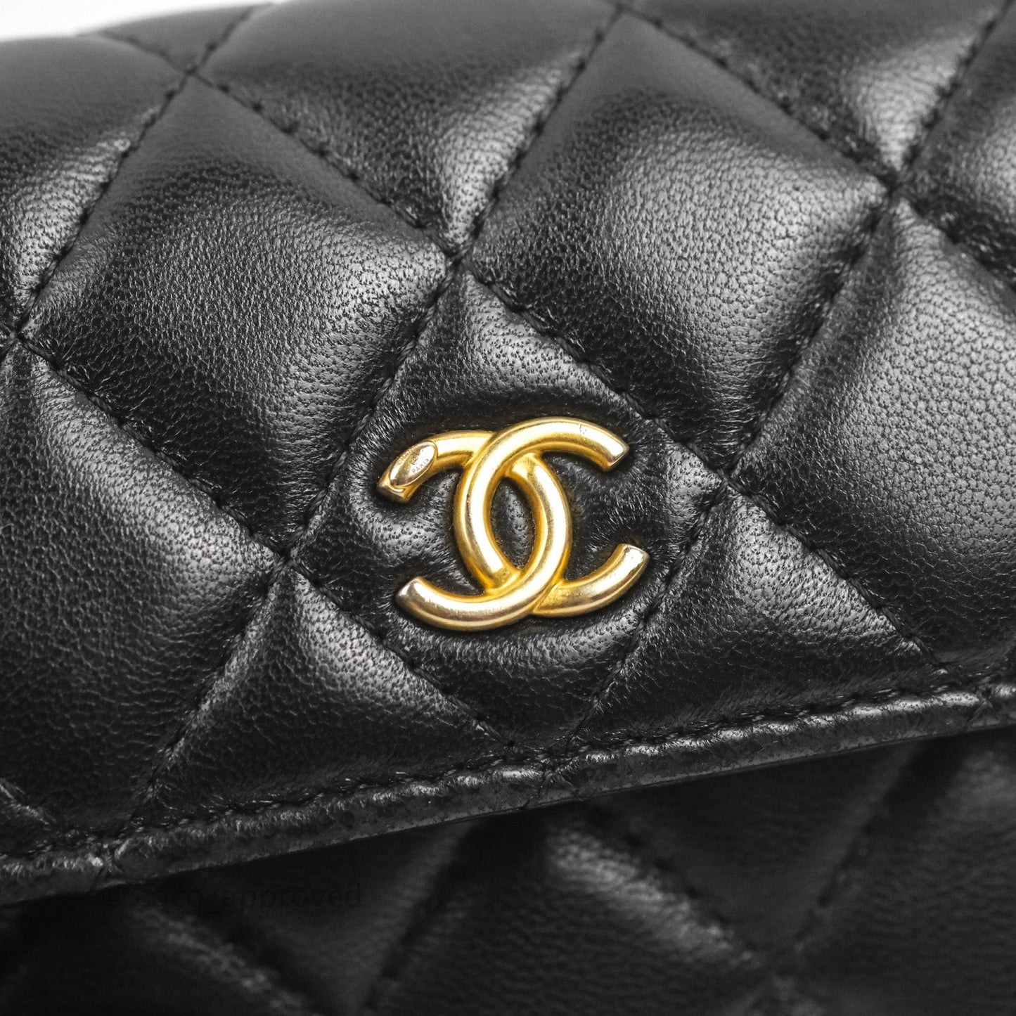 Chanel Mini Pearl Crush Clutch With Chain Belt Black Lambskin Aged Gold Hardware