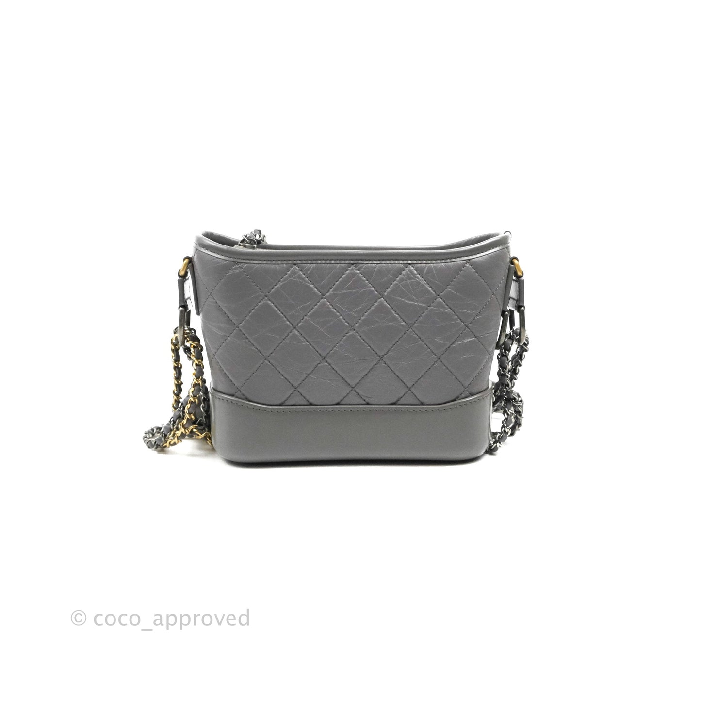 Chanel Quilted Small Gabrielle Hobo Grey Calfskin Mixed Hardware