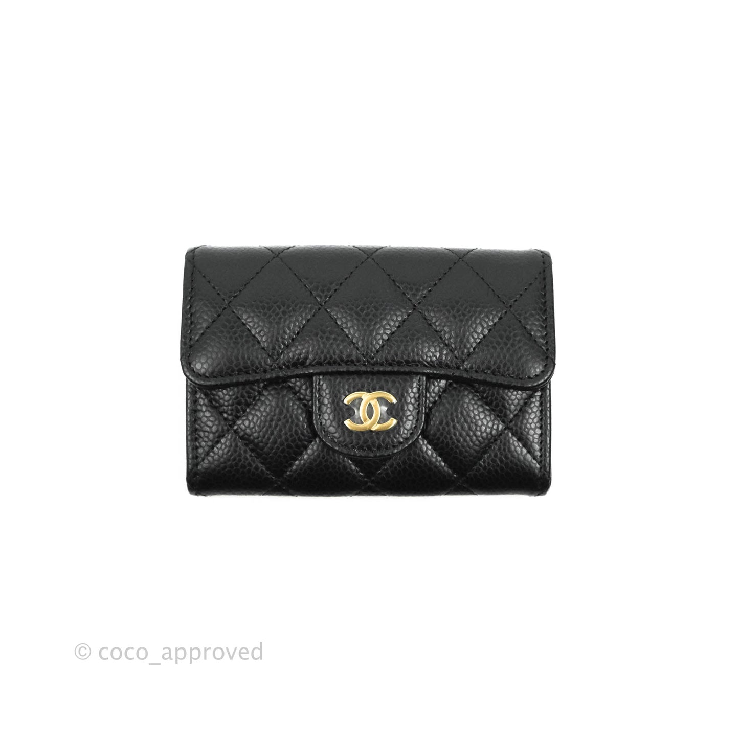 Chanel Quilted Flap Card Holder Black Caviar Gold Hardware