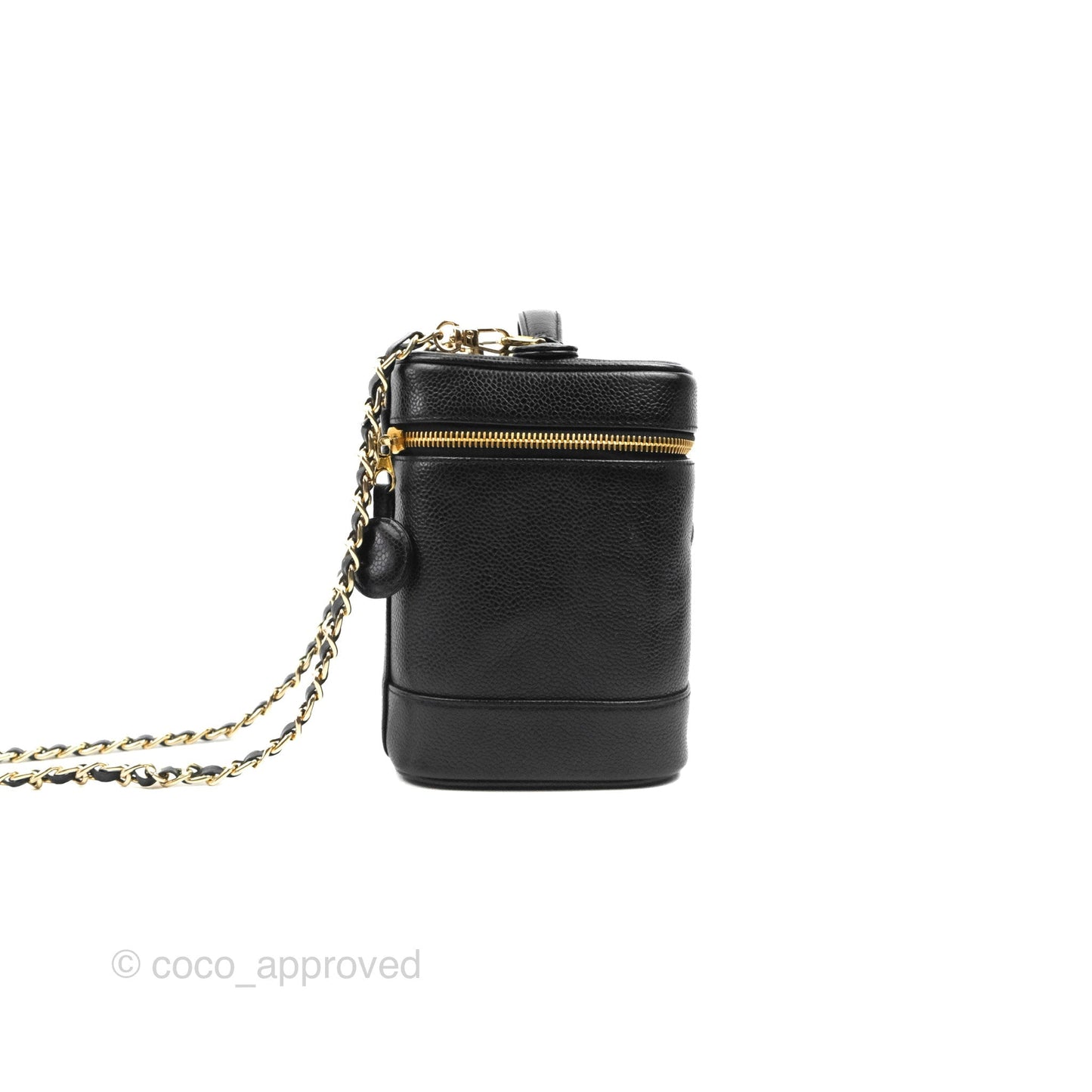 Chanel Vintage Vanity Case Black Caviar Gold Hardware