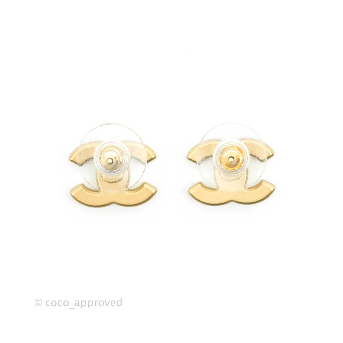 Chanel Crystal CC Earrings Gold Tone 21V