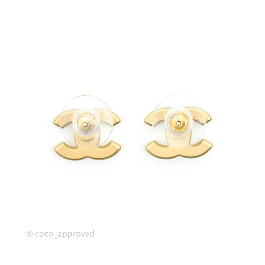 Chanel Crystal CC Earrings Gold Tone 21V