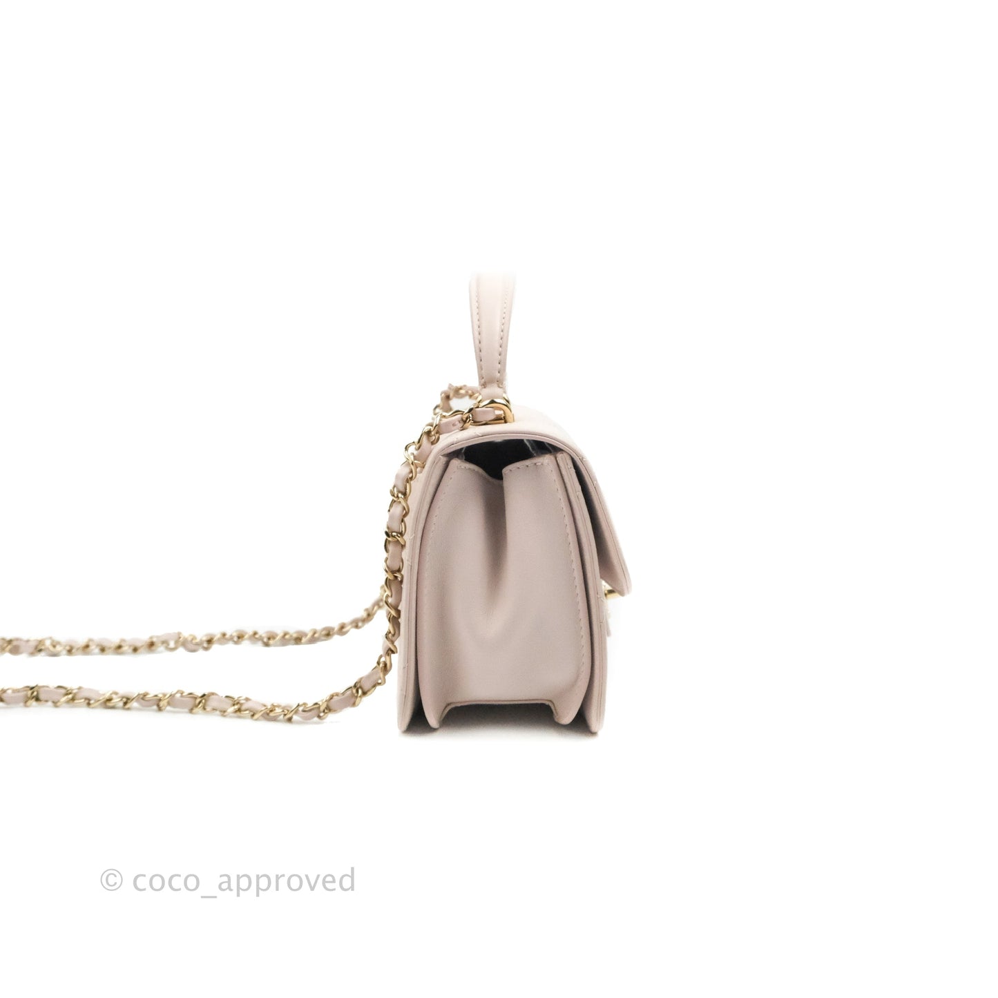 Chanel Small Coco Lady Quilted Flap Bag With Top Handle Light Pink Calfskin Gold Hardware