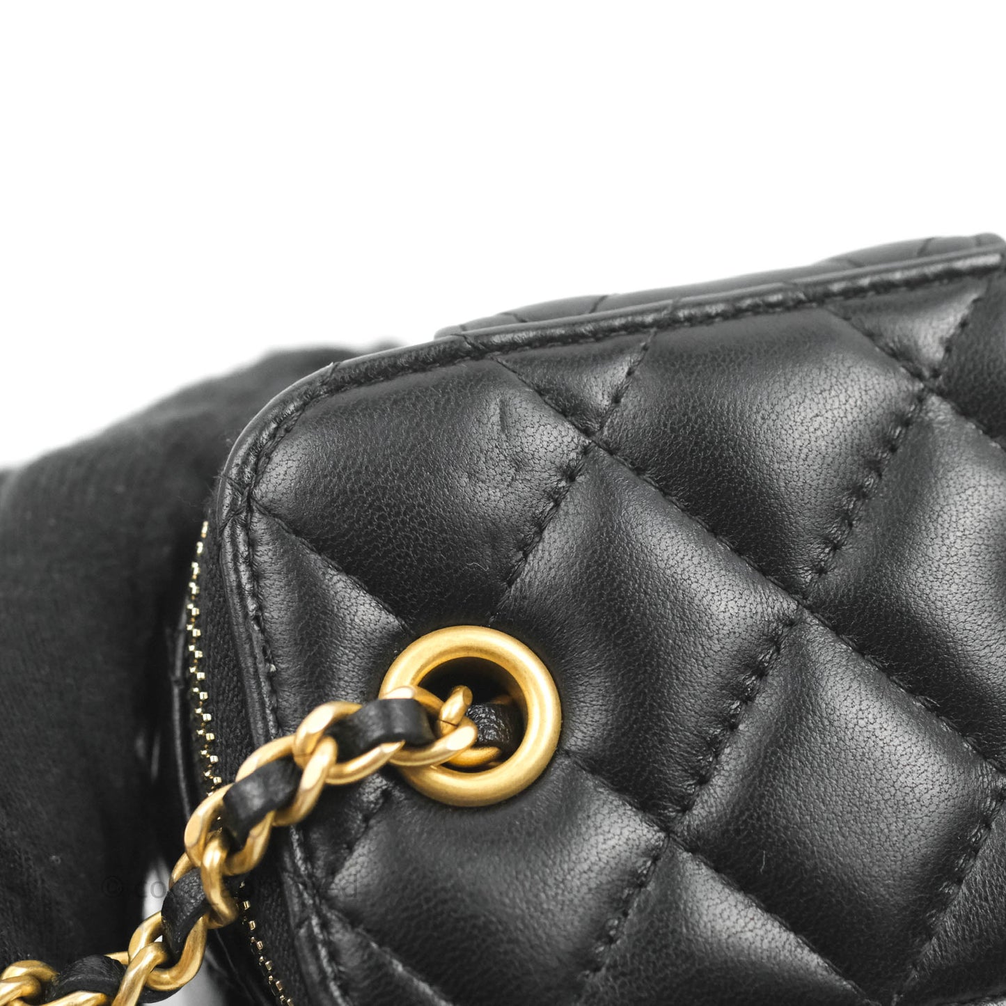 Chanel Classic Mini Pearl Crush Vanity With Chain Black Lambskin Aged Gold Hardware