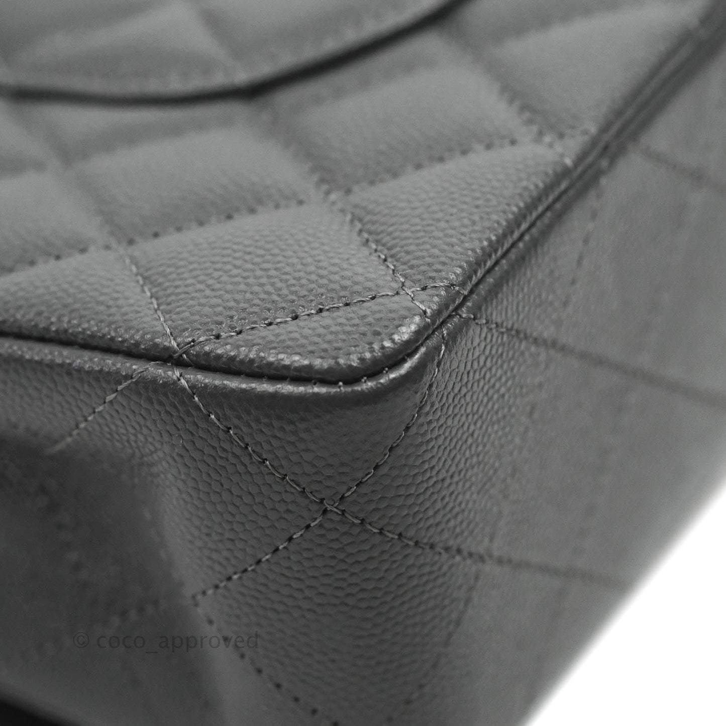 Chanel Classic M/L Medium Flap Quilted Dark Grey Caviar Gold Hardware 21B