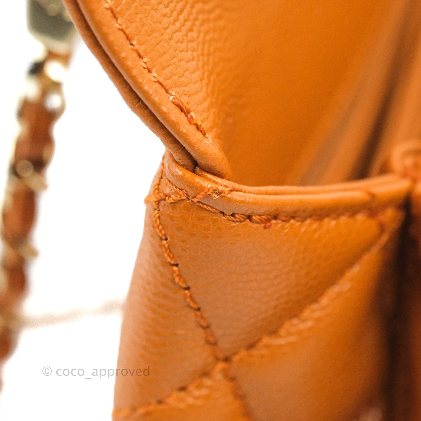Chanel Small Coco Handle Quilted Caramel Caviar Gold Hardware 21A